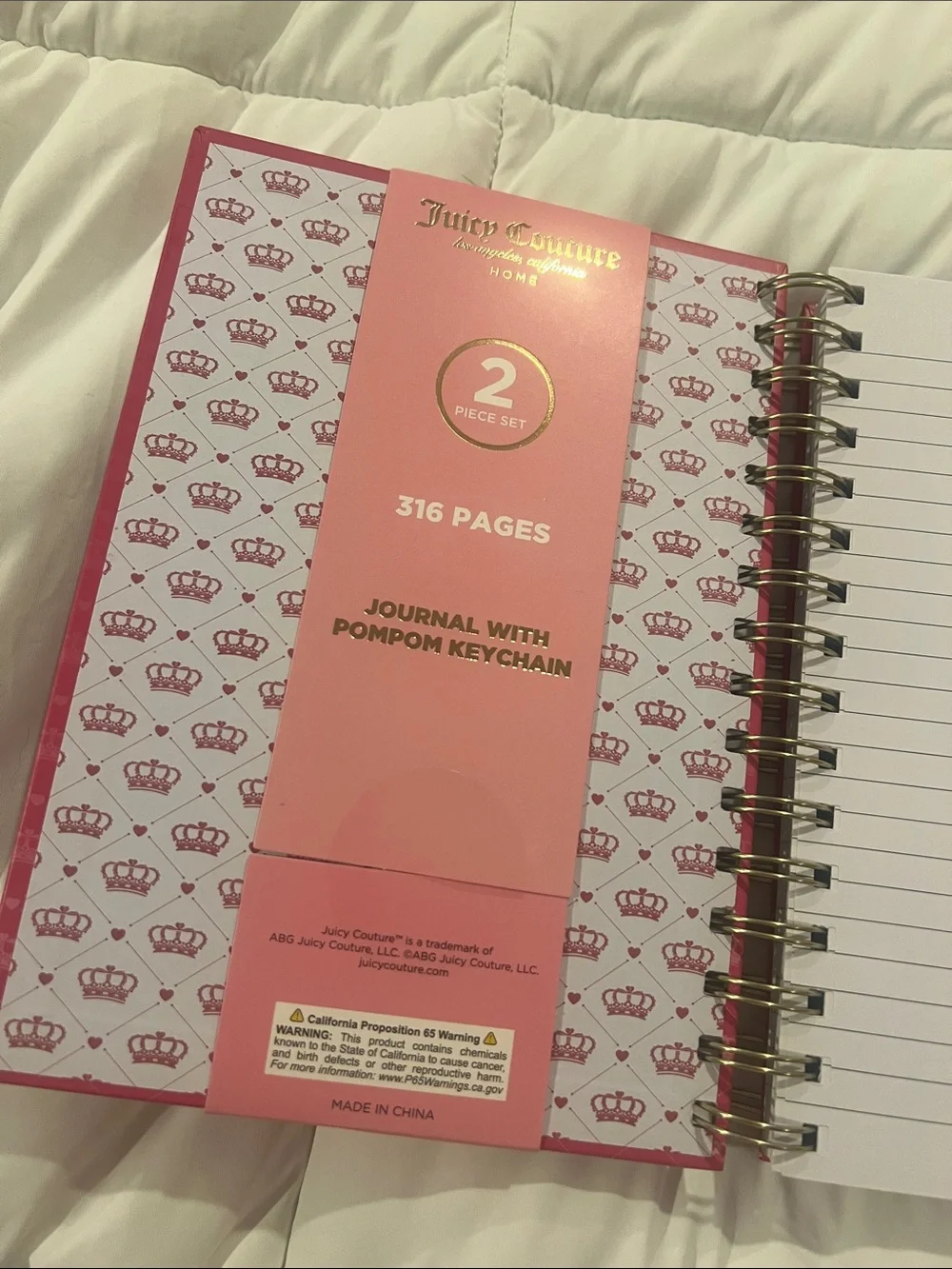 Juicy Couture Journal with Pompom Keychain